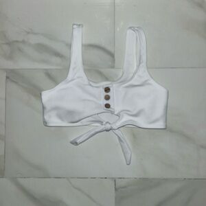 SHEIN White Tie Front Crop Bikini Top
